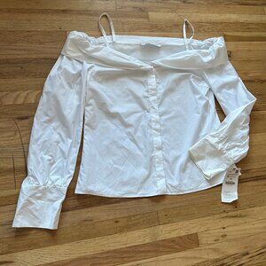 NWT Zara Cold Shoulder Button Down Top